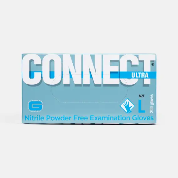 Перчатки нитриловые Connect Ultra, текстура на пальцах, голубые (200 шт) фото 1