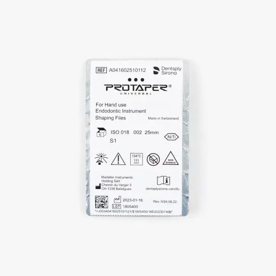 Файлы ручные Dentsply ProTaper Universal (6 шт), файлы ручные для перелечивания протейперы универсальные, ручные файлы для распломбировки дентсплай протейпер юниверсал