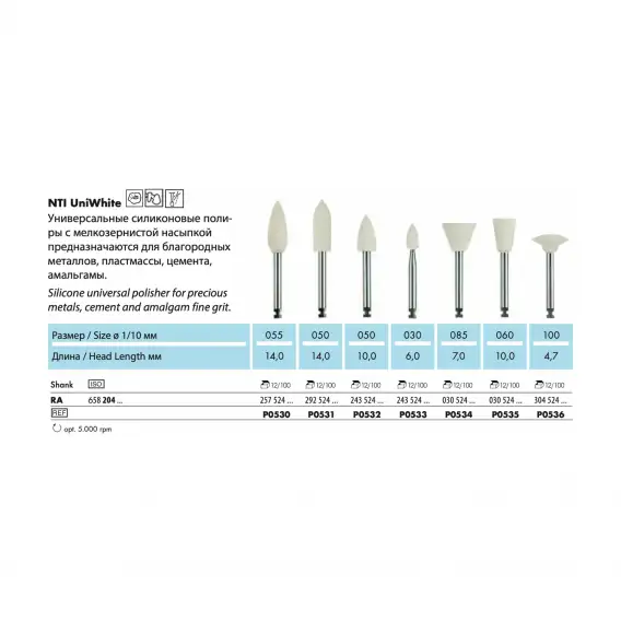 P0536-RA - полир NTI UniWhite универсальный линза среднее зерно