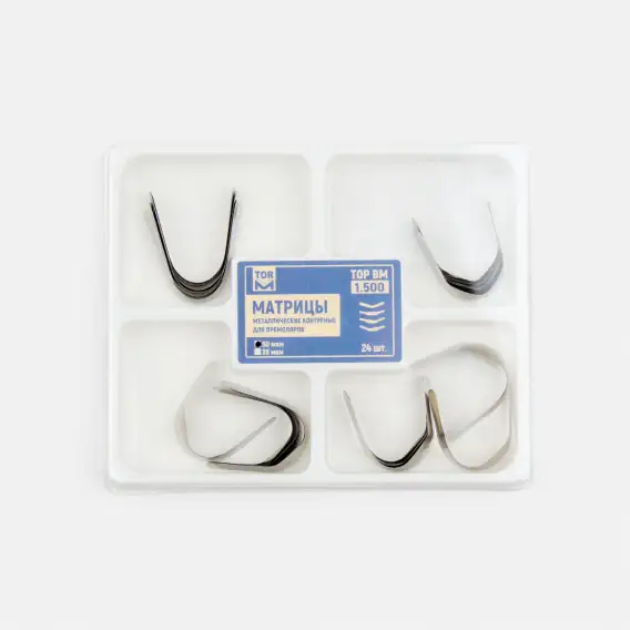 Матрицы металл. контурные ТОР ВМ, для премоляров, 50 мкм, 4 типа (24 шт) фото 1