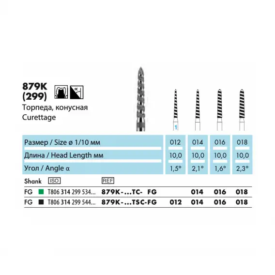 879KT - бор алмазный NTI Turbo, торпеда, конусная фото 1