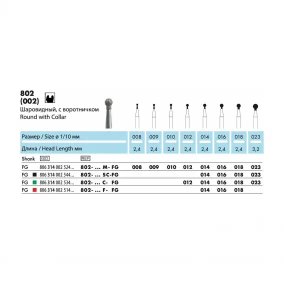 802 - бор алмазный NTI шаровидный с воротничком