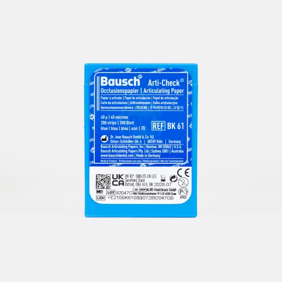 Артикуляционная бумага Bausch, I-форма, в боксе (40 мкм x 200 шт) фото 1