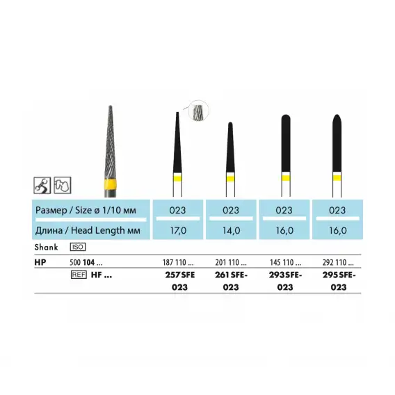 HF257SFE - фреза твердосплавная NTI, конус, плоский, крестообразная сверхмелкая насечка фото 2