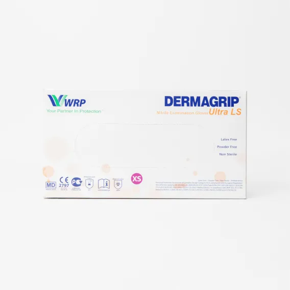 Перчатки нитриловые Dermagrip Ultra LS, текстура на пальцах, фиолетовые (200 шт) фото 1