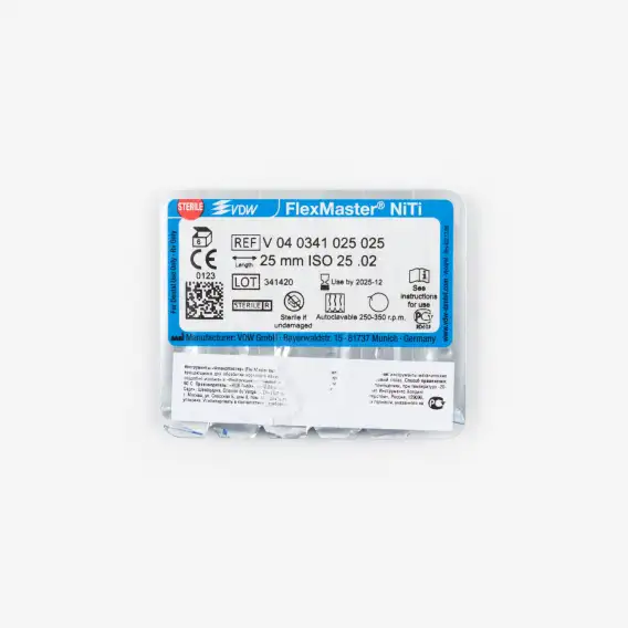 Файлы машинные VDW FlexMaster NiTi-Files конусность 02, никель-титановые файлы флексмастер конус 02, нити файлы