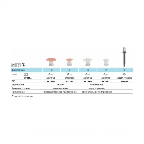 PС1280 - полировочные колпачки NTI FlexiPol для композитов большой диск мелкое зерно 