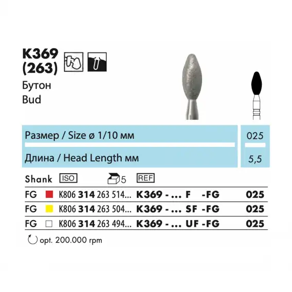 K369 - бор алмазный NTI Z-Cut, бутон фото 1