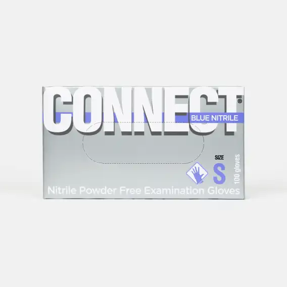 Перчатки нитриловые Connect Blue Nitrile, текстура на пальцах, голубые (100 шт) фото 1