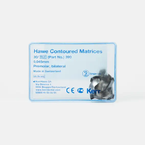 Матрицы Kerr Hawe Contoured Matrices, для премоляров, двусторонние, 0,045 мм (30 шт) фото 1