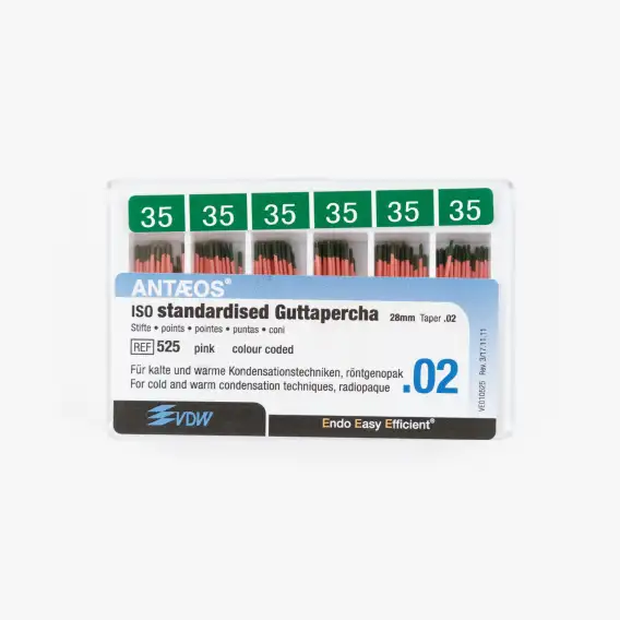 Штифты гуттаперчевые VDW конусность 02, гуттаперчевые штифты вдв конус 02