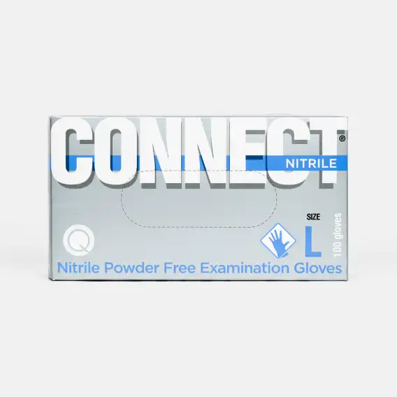 Перчатки нитриловые Connect Nitrile текстура на пальцах голубые (100 шт), смотровые нитриловые перчатки коннект нитрил голубые