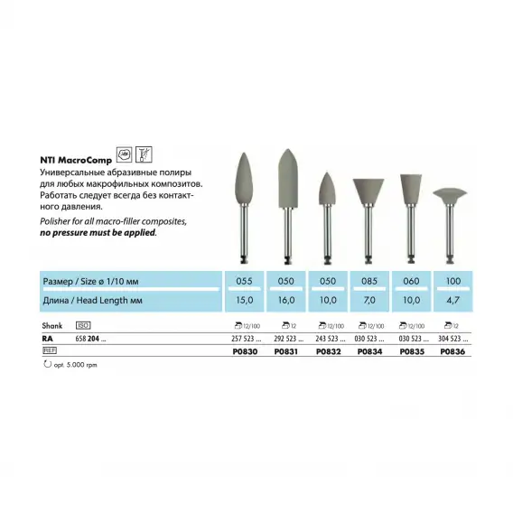 P0835-RA - полир NTI MacroComp для композитов малая чаша среднее зерно