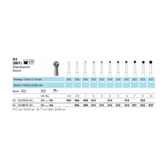 H1 - бор твердосплавный NTI, шаровидный фото 1