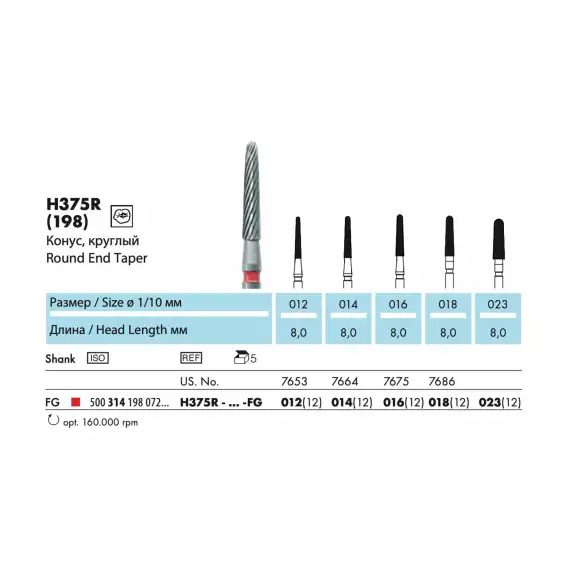 H375R - финир твердосплавный NTI, конус, круглый фото 1